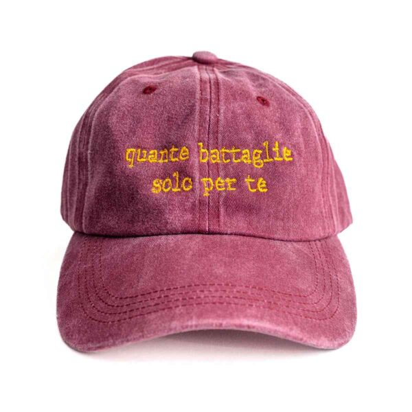 Cappellino vintage red "Quante Battaglie solo per Te" - immagine 2