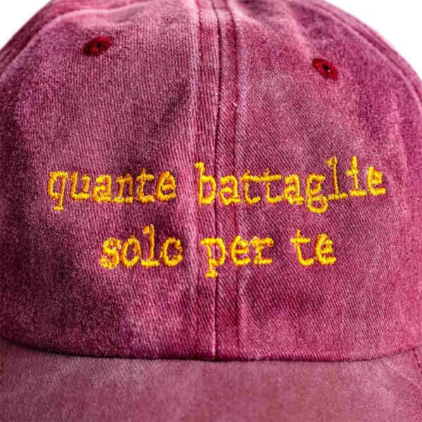 Cappellino vintage red "Quante Battaglie solo per Te" - immagine 3